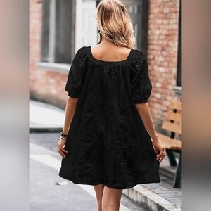 Anthropologie Mermaid Black linen boho dress